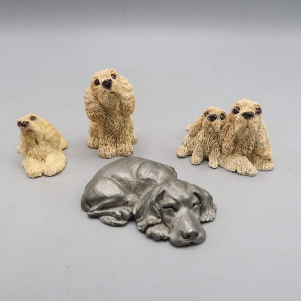 Lot of 3 Cocker Spaniels‎ Dog Stone Critters Resing Pewter Figurines Figures